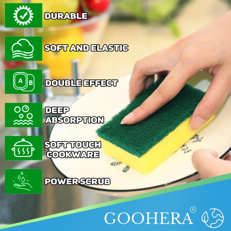 GOOHERA Heavy Duty Scrub Sponge for Cookware, Dual-Sided Cleaning Pot Scrubber, Odorless, Long-Lasting, Kitchen and Dishwashing Essential, Large & Thick 4 x 2.8 x 1.5 Inches, 6 Pack - Image 5